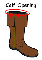 Santa Boots Calf Opening Measurement